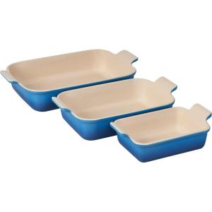 imageLe Creuset Stoneware Heritage Set 3 Rectangular Dishes PecheMarseille