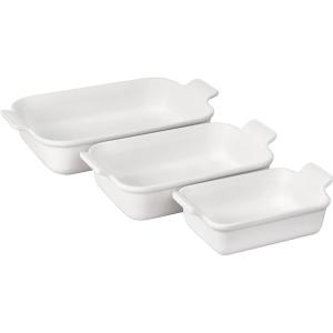 imageLe Creuset Stoneware Heritage Set 3 Rectangular Dishes PecheWhite