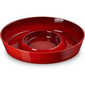 imageLe Creuset Stoneware Signature Oval Chip and Dip Platter 13quot Sea SaltCerise