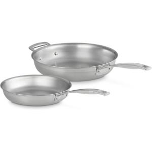 imageLe Creuset Stainless Steel Classic 3Ply Set of 2 Fry Pan Set 95quot and 11quotSet of 2