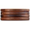 imageLe Creuset Enameled Cast Iron Gourmand Collection Set of 4 Mini Round Cocotte 3 qt Matte BlackPetite Magnetic Wooden Trivet