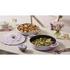 imageLe Creuset Signature Enameled Cast Iron Petal Braiser 225qt Coastal BlueWhite