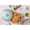 imageLe Creuset Signature Enameled Cast Iron Petal Braiser 225qt Coastal BlueWhite
