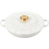 imageLe Creuset Signature Enameled Cast Iron Petal Braiser 225qt Coastal BlueWhite