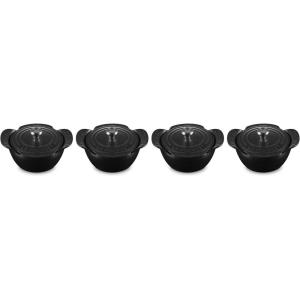 imageLe Creuset Enameled Cast Iron Gourmand Collection Set of 4 Mini Round Cocotte 3 qt Matte BlackMini Cocotte with Lid