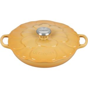 imageLe Creuset Signature Enameled Cast Iron Petal Braiser 225qt Coastal BlueHoney