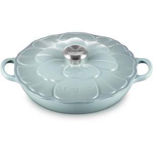 imageLe Creuset Signature Enameled Cast Iron Petal Braiser 225qt Coastal BlueSea Salt
