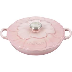 imageLe Creuset Signature Enameled Cast Iron Petal Braiser 225qt Coastal BlueShell Pink