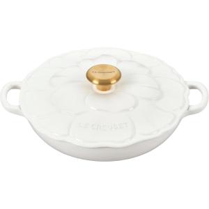 imageLe Creuset Signature Enameled Cast Iron Petal Braiser 225qt Coastal BlueWhite