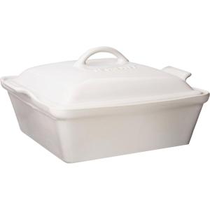 imageLe Creuset Stoneware Heritage Shallow Square Casserole 2qt 9 CeriseWhite