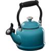 imageLe Creuset Enamel On Steel Demi Kettle with Metal Finishes ampamp Stoneware Set of 2 Mugs 125 qt Kettle ampamp 2 14 oz Mugs CeriseCaribbean
