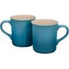 imageLe Creuset Enamel On Steel Demi Kettle with Metal Finishes ampamp Stoneware Set of 2 Mugs 125 qt Kettle ampamp 2 14 oz Mugs CeriseCaribbean