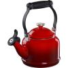 imageLe Creuset Enamel On Steel Demi Kettle with Metal Finishes ampamp Stoneware Set of 2 Mugs 125 qt Kettle ampamp 2 14 oz Mugs CeriseCerise