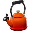 imageLe Creuset Enamel On Steel Demi Kettle with Metal Finishes ampamp Stoneware Set of 2 Mugs 125 qt Kettle ampamp 2 14 oz Mugs CeriseFlame