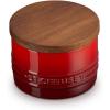 imageLe Creuset Signature Salt Cellar and Storage Canister with Wood Lid 16 oz WhiteCerise