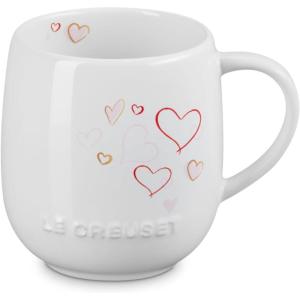 imageLe Creuset Mon Coeur Collection Stoneware Heritage Mug 13oz White with Hearts