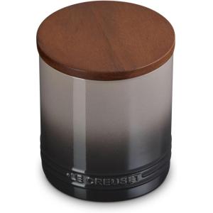 imageLe Creuset Signature Salt Cellar and Storage Canister with Wood Lid 16 oz WhiteOyster