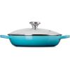 imageLe Creuset Enameled Cast Iron Signature Round Braiser with Glass Lid 225 qt OysterCaribbean