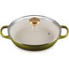imageLe Creuset Enameled Cast Iron Signature Round Braiser with Glass Lid 225 qt OysterOlive