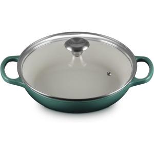 imageLe Creuset Enameled Cast Iron Signature Round Braiser with Glass Lid 225 qt OysterArtichaut