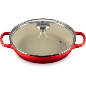imageLe Creuset Enameled Cast Iron Signature Round Braiser with Glass Lid 225 qt OysterCerise