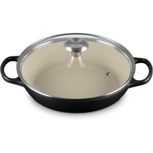 imageLe Creuset Enameled Cast Iron Signature Round Braiser with Glass Lid 225 qt OysterLicorice