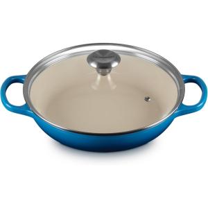 imageLe Creuset Enameled Cast Iron Signature Round Braiser with Glass Lid 225 qt OysterMarseille
