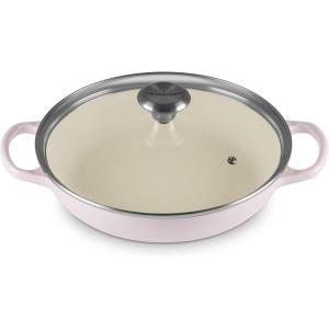 imageLe Creuset Enameled Cast Iron Signature Round Braiser with Glass Lid 225 qt OysterShallot