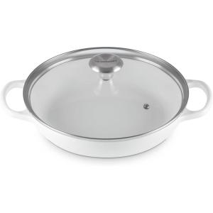 imageLe Creuset Enameled Cast Iron Signature Round Braiser with Glass Lid 225 qt OysterWhite