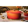 imageLe Creuset Enameled Cast Iron Signature Oval Dutch Oven 155 qt Flamme Doree with Crucible Knob155 qt