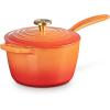 imageLe Creuset Enameled Cast Iron Signature Oval Dutch Oven 155 qt Flamme Doree with Crucible Knob23 Quarts