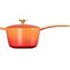 imageLe Creuset Enameled Cast Iron Signature Oval Dutch Oven 155 qt Flamme Doree with Crucible Knob23 Quarts