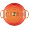 imageLe Creuset Enameled Cast Iron Signature Oval Dutch Oven 155 qt Flamme Doree with Crucible Knob35 Quarts