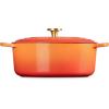 imageLe Creuset Enameled Cast Iron Signature Oval Dutch Oven 155 qt Flamme Doree with Crucible Knob675 qt