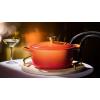 imageLe Creuset Enameled Cast Iron Signature Oval Dutch Oven 155 qt Flamme Doree with Crucible Knob73 Quarts