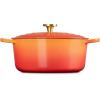 imageLe Creuset Enameled Cast Iron Signature Oval Dutch Oven 155 qt Flamme Doree with Crucible Knob73 Quarts