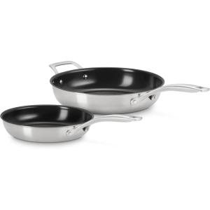 imageEssential Stainless Steel Set of 2 NonStick Round Frying Pan 95quot and 11 quotSet of 2