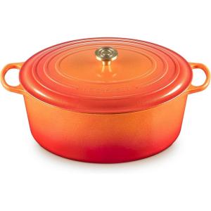 imageLe Creuset Enameled Cast Iron Signature Oval Dutch Oven 155 qt Flamme Doree with Crucible Knob155 qt