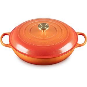 imageLe Creuset Enameled Cast Iron Signature Oval Dutch Oven 155 qt Flamme Doree with Crucible Knob5 qt