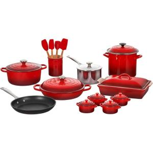 imageLe Creuset Mixed Material Cookware Set 12pc Sea SaltCerise