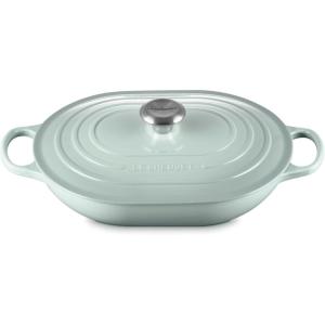 imageLe Creuset Enameled Cast Iron Signature Oval Casserole 375 qt PecheSea Salt