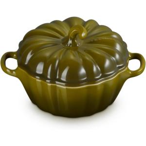 imageLe Creuset Stoneware Figural Pumpkin Petite Cocotte 12 oz LicoriceOlive