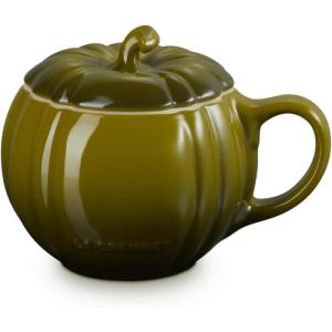 imageLe Creuset Stoneware Pumpkin Mug with Lid 14 oz LicoriceOlive
