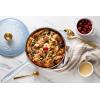 imageLe Creuset Enameled Cast Iron Holly Collection Traditional Saucier 225 qt Coastal Blue with Gold KnobCoastal Blue