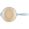 imageLe Creuset Enameled Cast Iron Holly Collection Traditional Saucier 225 qt Coastal Blue with Gold KnobCoastal Blue
