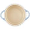 imageLe Creuset Stoneware Holly Collection MIni Round Cocotte 8 oz Coastal Blue with Gold AppliqueCoastal Blue