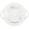 imageLe Creuset Stoneware Holly Collection MIni Round Cocotte 8 oz Coastal Blue with Gold AppliqueWhite
