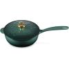 imageLe Creuset Enameled Cast Iron Holly Collection Traditional Saucier 225 qt Coastal Blue with Gold KnobArtichaut