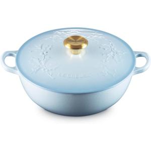 imageLe Creuset Enameled Cast Iron Holly Collection Soup Pot 45 qt Cerise with Gold KnobCoastal Blue
