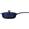 imageLe Creuset Olive Branch Collection Enameled Cast Iron Saucier 225 qt Marseille with Embossed LidIndigo